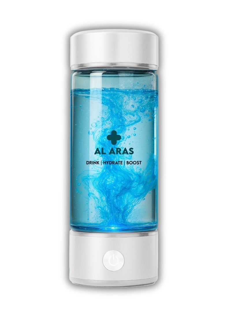 AL ARAS Hydrogen Generation Water Bottle with PEM SPE Technology – 2200PPB | Portable Rechargeable SPE/PEM Hydrogen Water Maker, 420ml, Type-C, For Home Office Travel & Fitness - Image 1